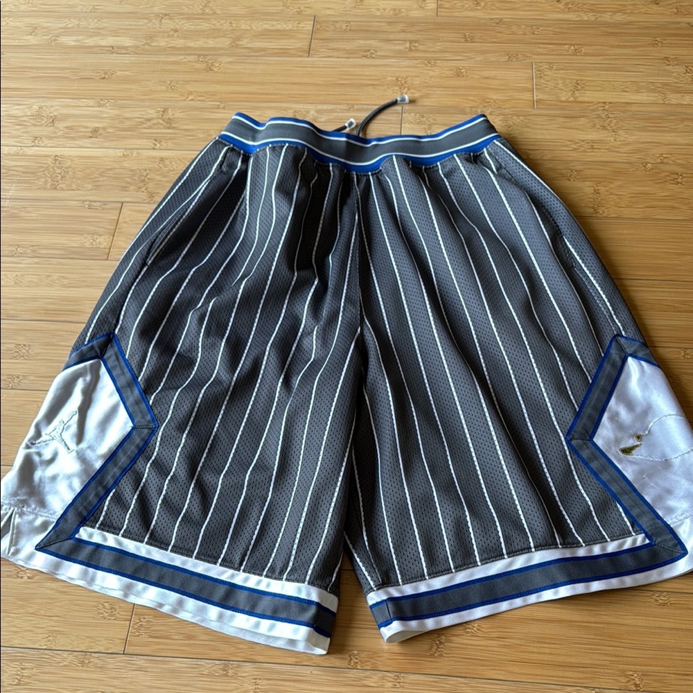 Jordan gray and White Athletic Shorts with Pinstripes